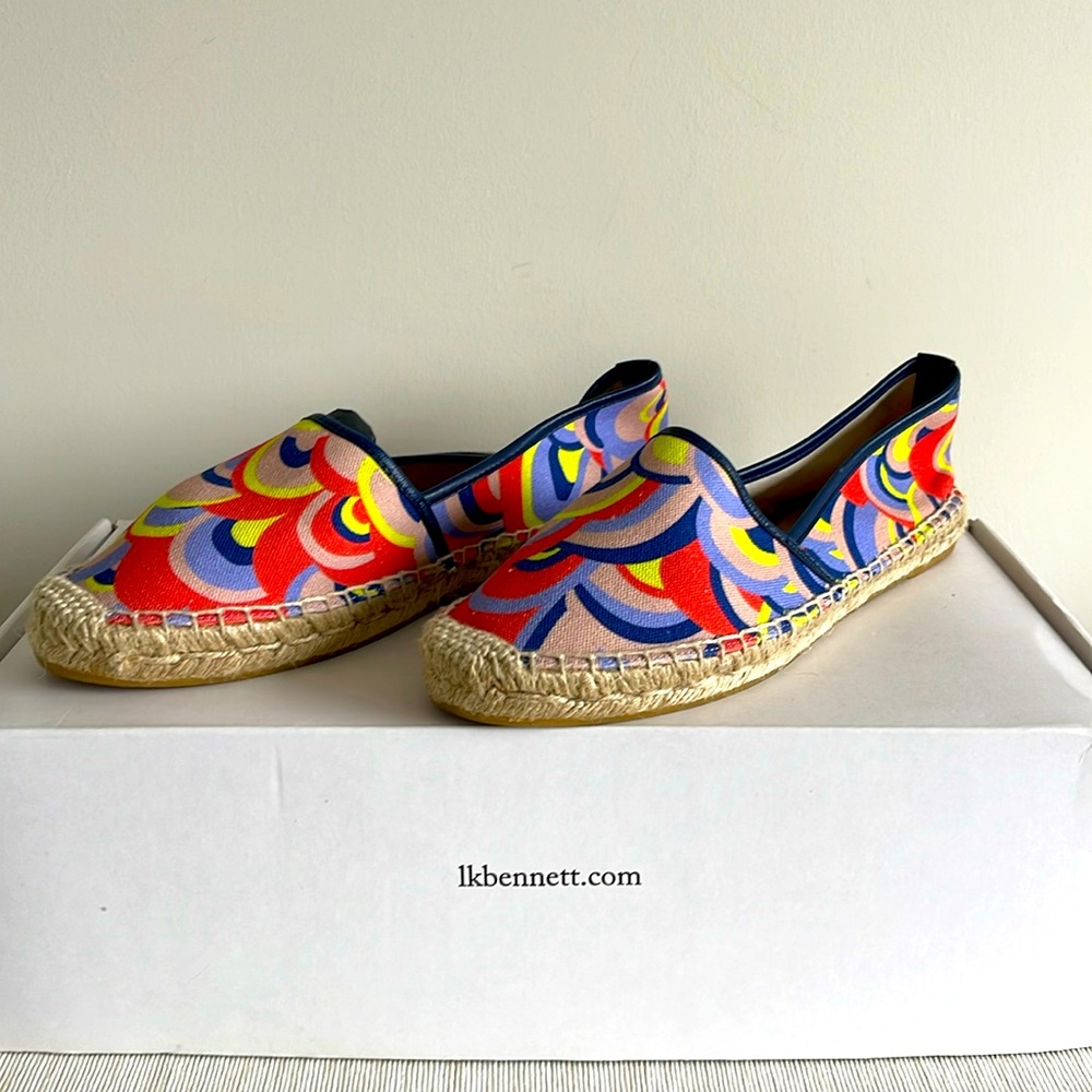 LK Bennett Canvas Floral Multi Color Print Espadrilles 40